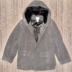 Covington Women's Fur Lined Wool Outerwear Hooded Jacket Gray Size 3X